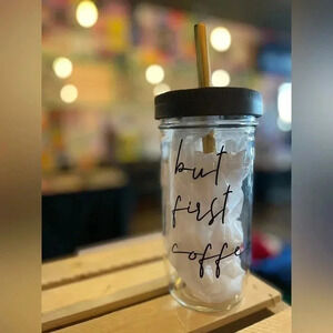 Glass Tumbler 750ml BUT FIRST  COFFEE